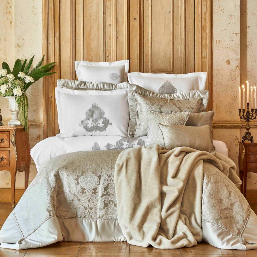 KARACA CORNELIA SILVER 6 PIECE SILK PRIVATE BED COVER SET